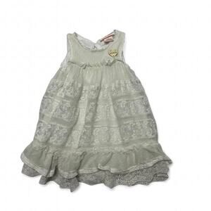 Juicy Couture Kids Ivory White Ruffled Lace Dress Juicy Heart Gold Charm Size 3t
